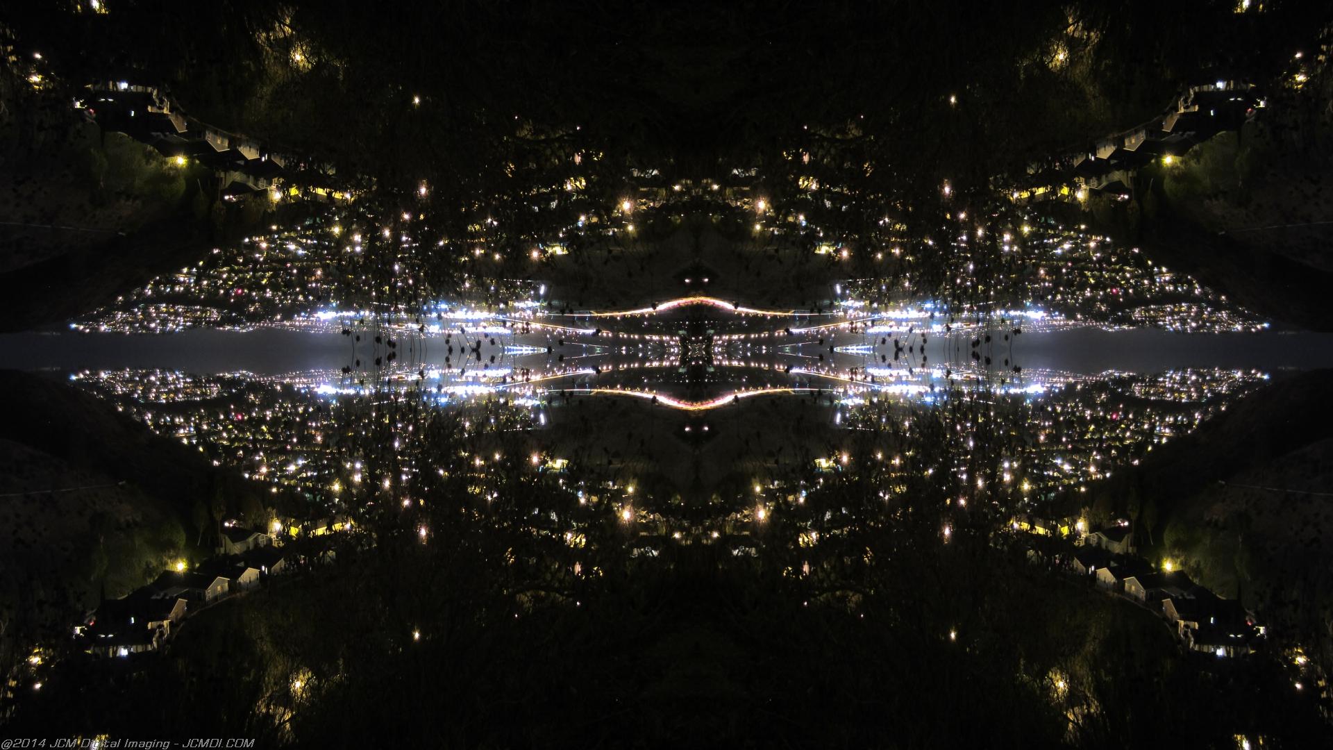 Abstract quadroscopic artwork made from long exposure night images